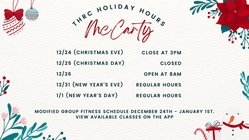December 2023 Holiday Hours McCarty