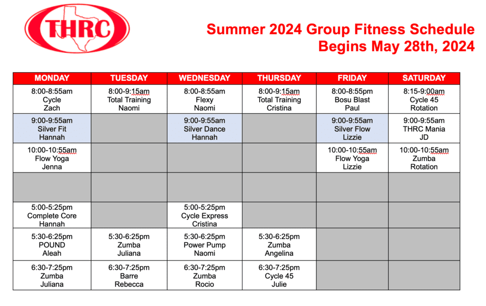 June 2024 Group Fitness Schedule